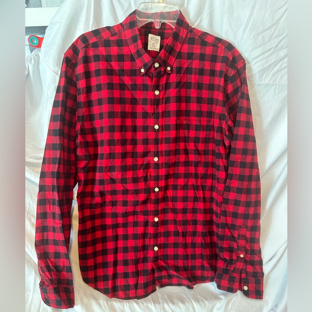 J.Crew slim fit Buffalo plaid light flannel button down shirt